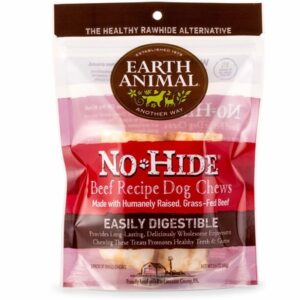 Earth Animal No-Hide Small Rolls Long Lasting Natural Rawhide Alternative Beef Recipe Chew Dog Treats