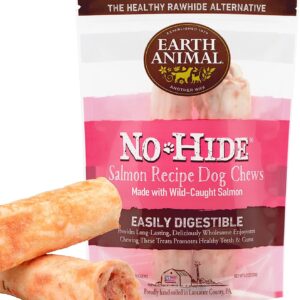 Earth Animal No-Hide Small Rolls Long Lasting Natural Rawhide Alternative Salmon Recipe Chew Dog Treats