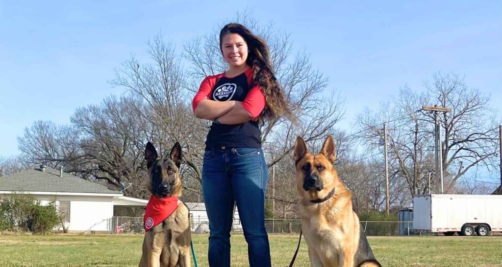 Adult dog training in Pauls Valley with two German Shepherds